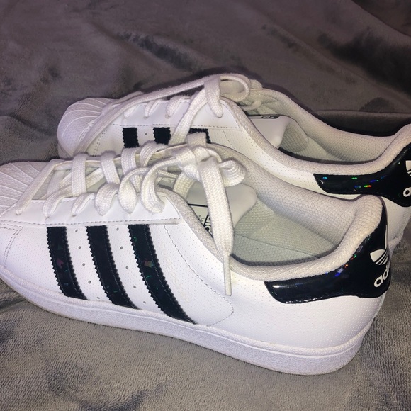 Adidas superstars with iridescent black stripe! - Picture 1 of 4